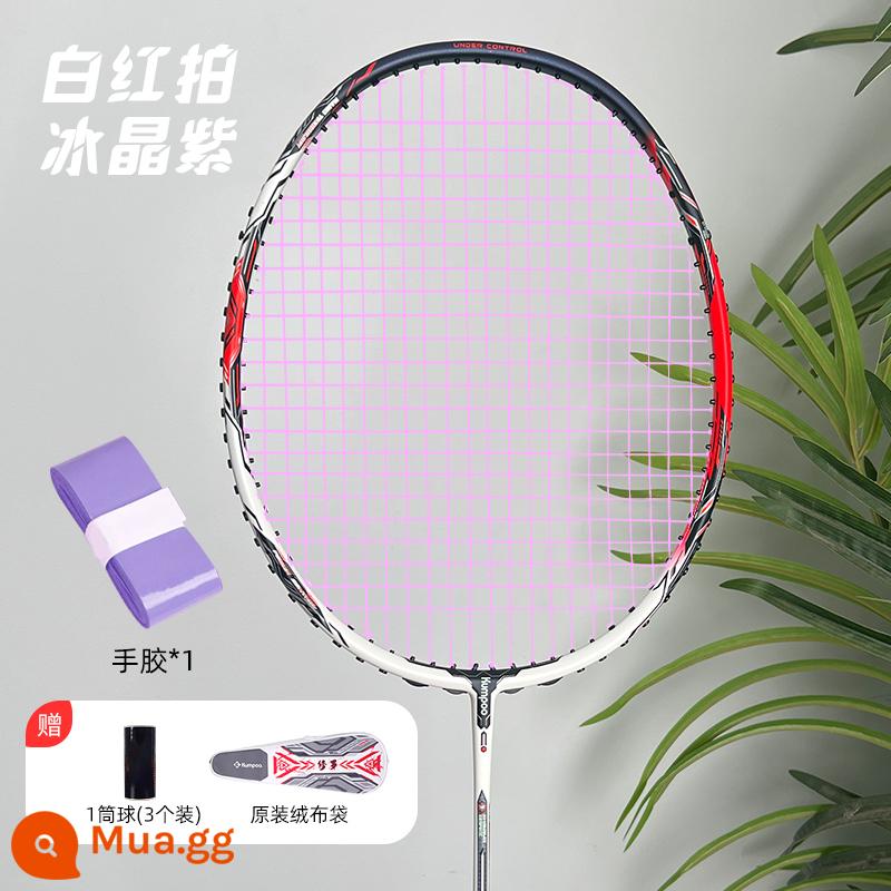 Xunfeng Vợt Cầu Lông Shura Nam Nữ Full Sợi Carbon Siêu Nhẹ Và Bền Thi Đấu Chuyên Nghiệp Cao Cấp Đơn KUMPOO - Vợt đỏ Shura-Trắng [Đường màu tím pha lê băng] Tặng kèm 3 quả bóng + 1 keo dán tay + hộp đựng vợt chính hãng