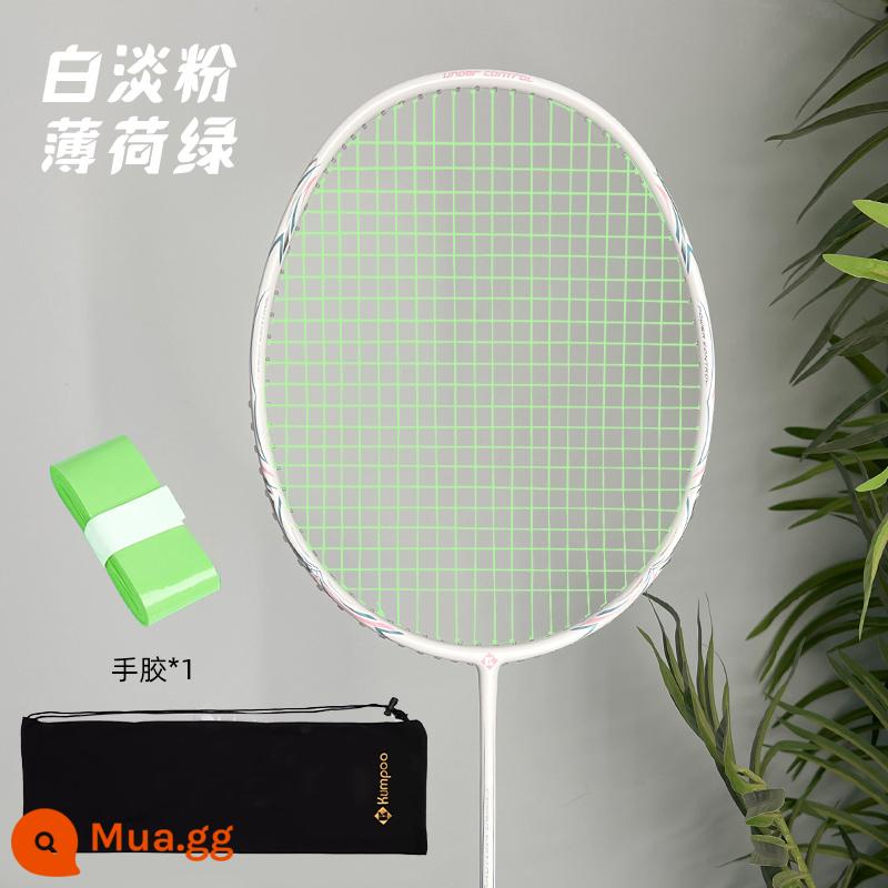 Vợt cầu lông Xunfeng K520 K520pro siêu nhẹ sợi carbon đầy đủ Xunfeng T520 Bộ vợt đánh đơn đôi - Một lần chụp: K520pro phiên bản nâng cấp [bột trắng có vạch xanh bạc hà] tặng kèm 1 gel rửa tay + nắp chụp