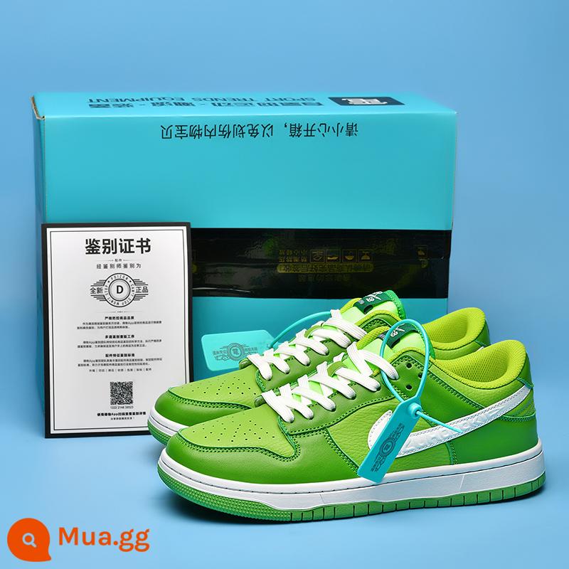 Putian Authentic aj1 low-top bồ hóng chính thức cửa hàng hàng đầu trang web chính thức aj giày nam giày thể thao nữ Putian cổ thấp - màu trắng và xanh lục [quà tặng! Bộ ba hộp độc dược]