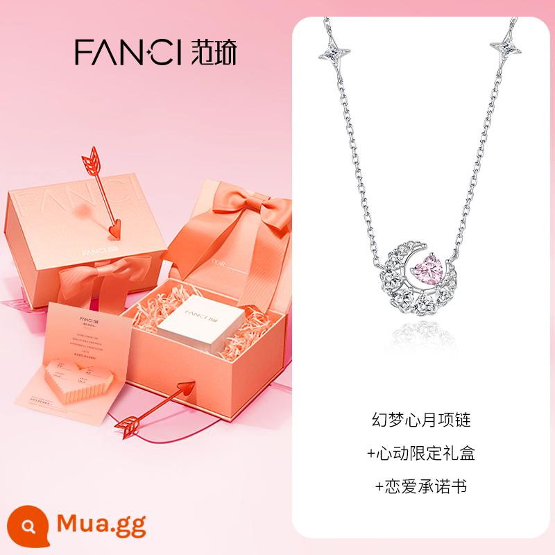 Trang sức bạc Fanci Fan Qi [Sê-ri Fantasy Heart Moon] Vòng cổ cặp đôi cùng đoạn của Ju Jingyi Dây chuyền xương quai xanh hình ngôi sao nữ - Hộp quà giới hạn thót tim