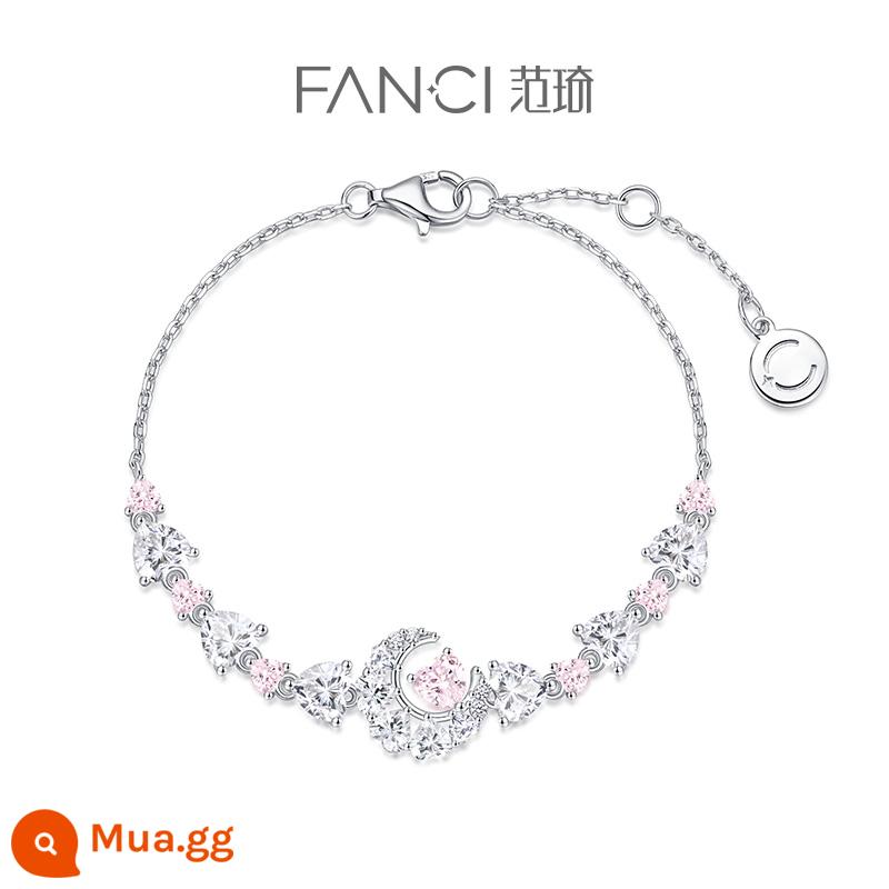 Trang sức bạc Fanci Fan Qi [Sê-ri Fantasy Heart Moon] Vòng cổ cặp đôi cùng đoạn của Ju Jingyi Dây chuyền xương quai xanh hình ngôi sao nữ - [Phong cách tương tự như Ju Jingyi] Vòng tay trái tim và mặt trăng