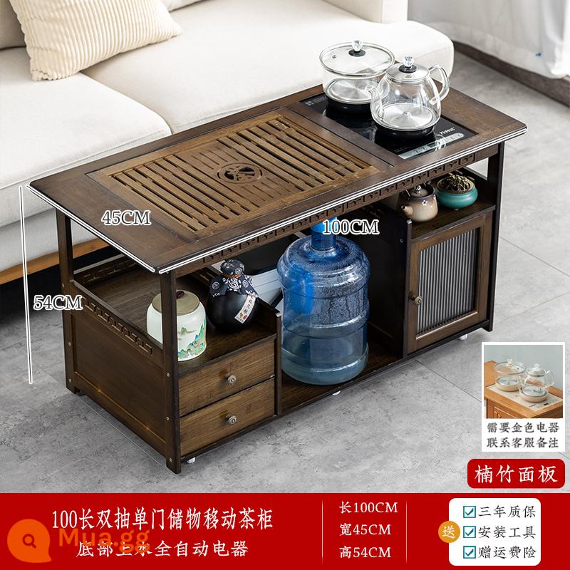 Nhà Di Động Bàn Trà Bàn Trà Phòng Khách Gỗ Xe Đẩy Trà Sofa Bên Bàn Bàn Cà Phê Bộ Trà Bàn Trà ấm Siêu Tốc Tích Hợp - [100 Changcha Literal] Kiểu cửa acrylic + cấp nước đáy thiết bị điện hoàn toàn tự động