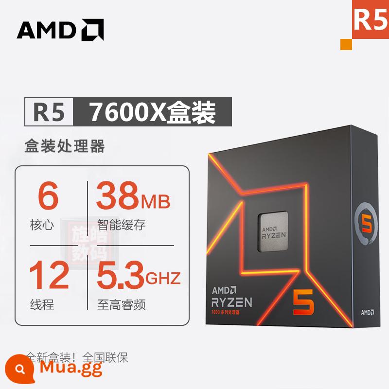 CPU chip AMD AM5 Ryzen R5 7500F 7600X 7700X R97900X 7950X 7800X3D - R5-7600X đóng hộp 4.7GHz |