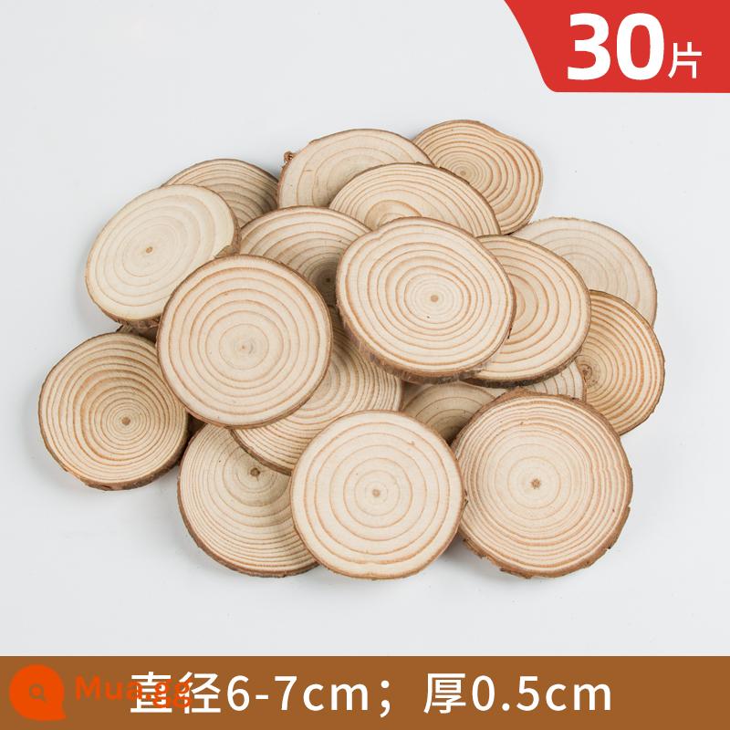 Gỗ tròn chip handmade tự làm chất liệu mẫu giáo vẽ tay chip gỗ tròn chip gỗ trang trí hàng năm nhẫn mảnh khối gỗ nhỏ - Đường kính 6-7cm, dày 0,5cm, 30 miếng