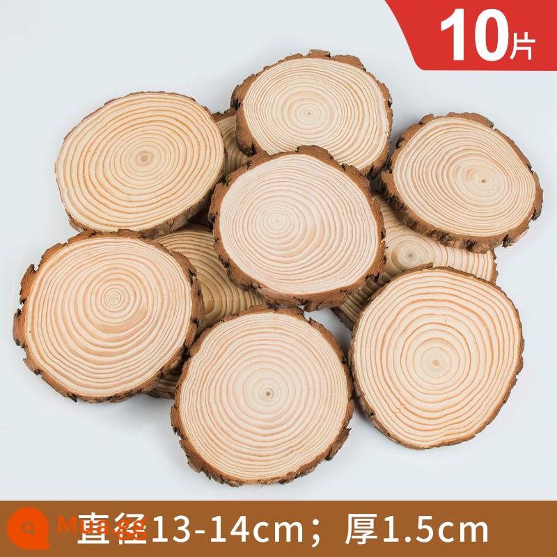 Gỗ tròn chip handmade tự làm chất liệu mẫu giáo vẽ tay chip gỗ tròn chip gỗ trang trí hàng năm nhẫn mảnh khối gỗ nhỏ - Đường kính 13-14cm, dày 1,5cm, 10 miếng