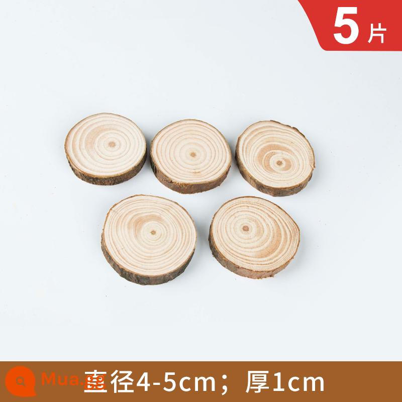 Gỗ tròn chip handmade tự làm chất liệu mẫu giáo vẽ tay chip gỗ tròn chip gỗ trang trí hàng năm nhẫn mảnh khối gỗ nhỏ - Đường kính 4-5 cm, dày 1 cm 5 miếng