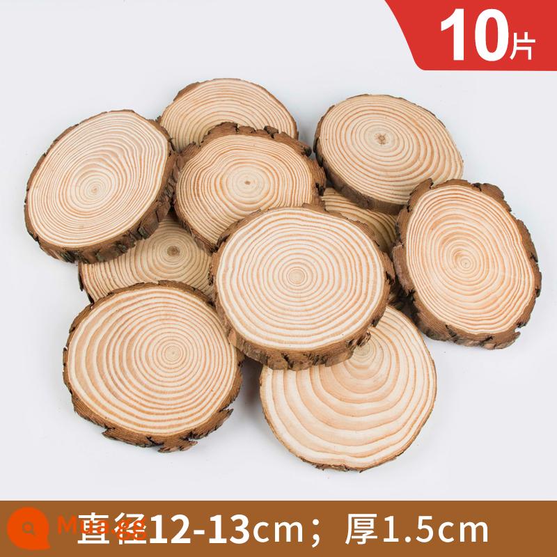 Gỗ tròn chip handmade tự làm chất liệu mẫu giáo vẽ tay chip gỗ tròn chip gỗ trang trí hàng năm nhẫn mảnh khối gỗ nhỏ - Đường kính 12-13cm, dày 1,5cm, 10 miếng