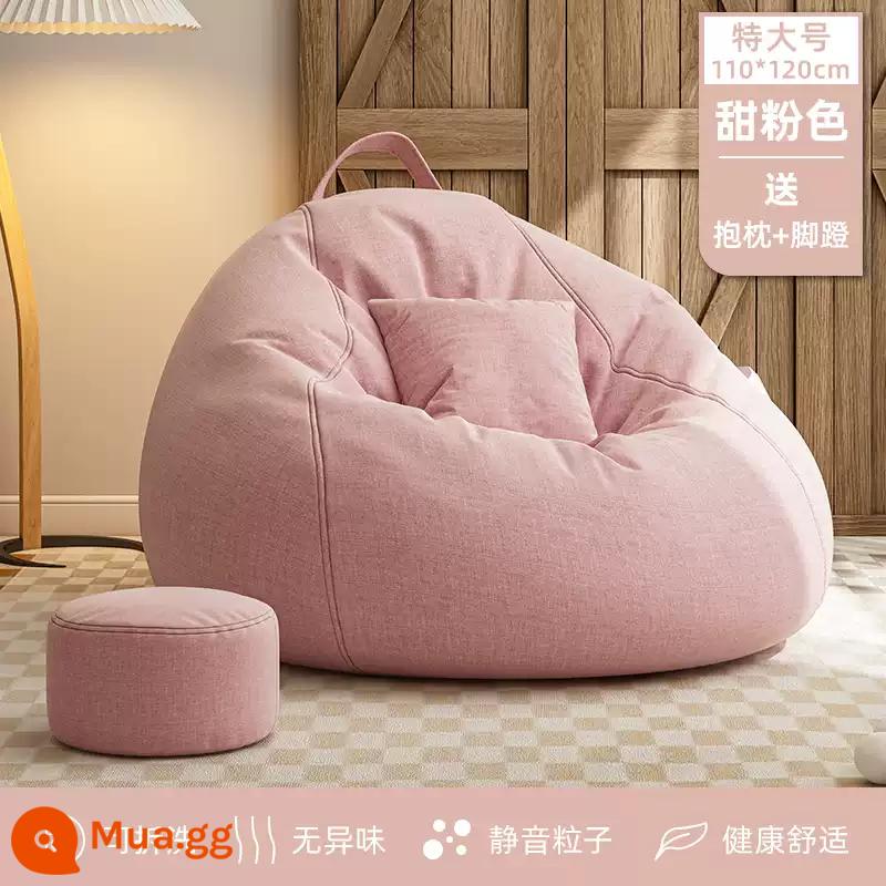 Sofa lười beanbag phòng ngủ chiếu tatami ban công vịnh cửa sổ ít vận động sofa thoải mái căn hộ nhỏ có thể ngủ và nằm đệm - [Siêu lớn 110*120] Hồng ngọt ngào (có gối + bàn đạp chân + lớp lót độc lập)