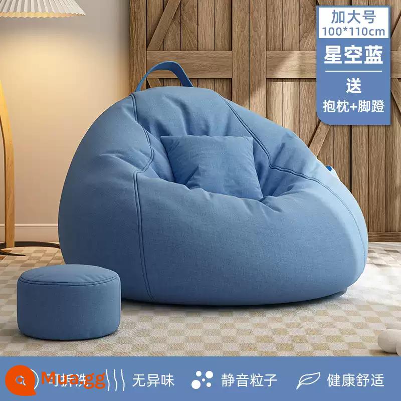 Sofa lười beanbag phòng ngủ chiếu tatami ban công vịnh cửa sổ ít vận động sofa thoải mái căn hộ nhỏ có thể ngủ và nằm đệm - [Kích thước lớn 100*110] Màu xanh da trời đầy sao (có gối + bàn đạp chân + lớp lót độc lập)