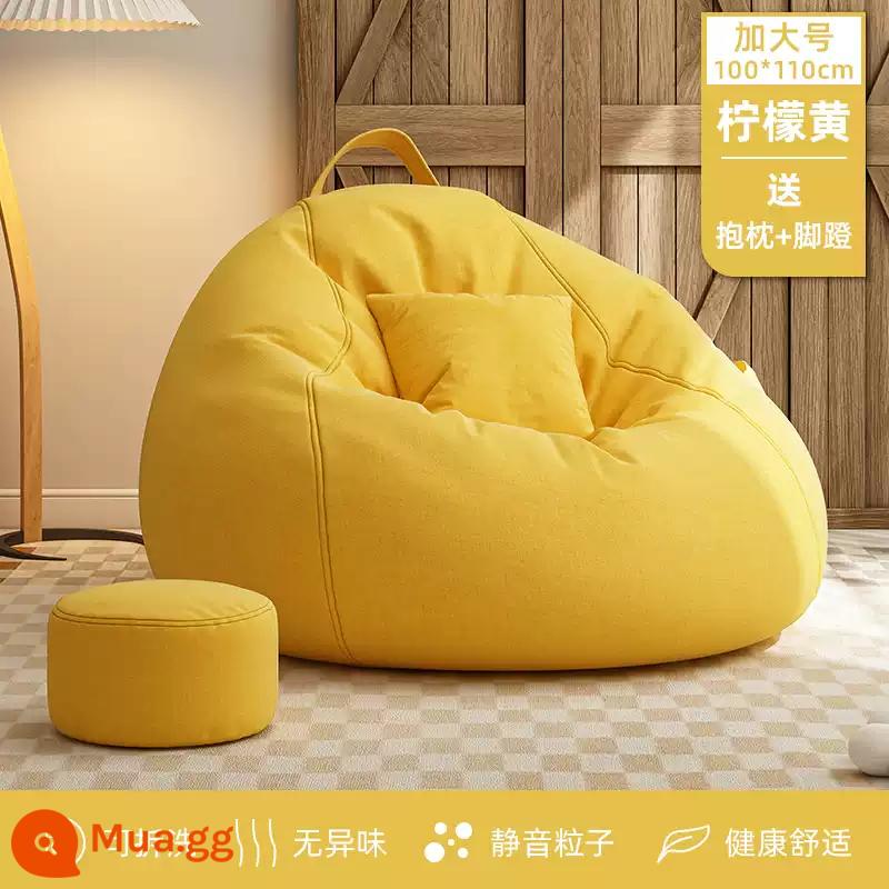 Sofa lười beanbag phòng ngủ chiếu tatami ban công vịnh cửa sổ ít vận động sofa thoải mái căn hộ nhỏ có thể ngủ và nằm đệm - [Kích thước lớn 100*110] Vàng chanh (có gối + bàn đạp chân + lớp lót độc lập)