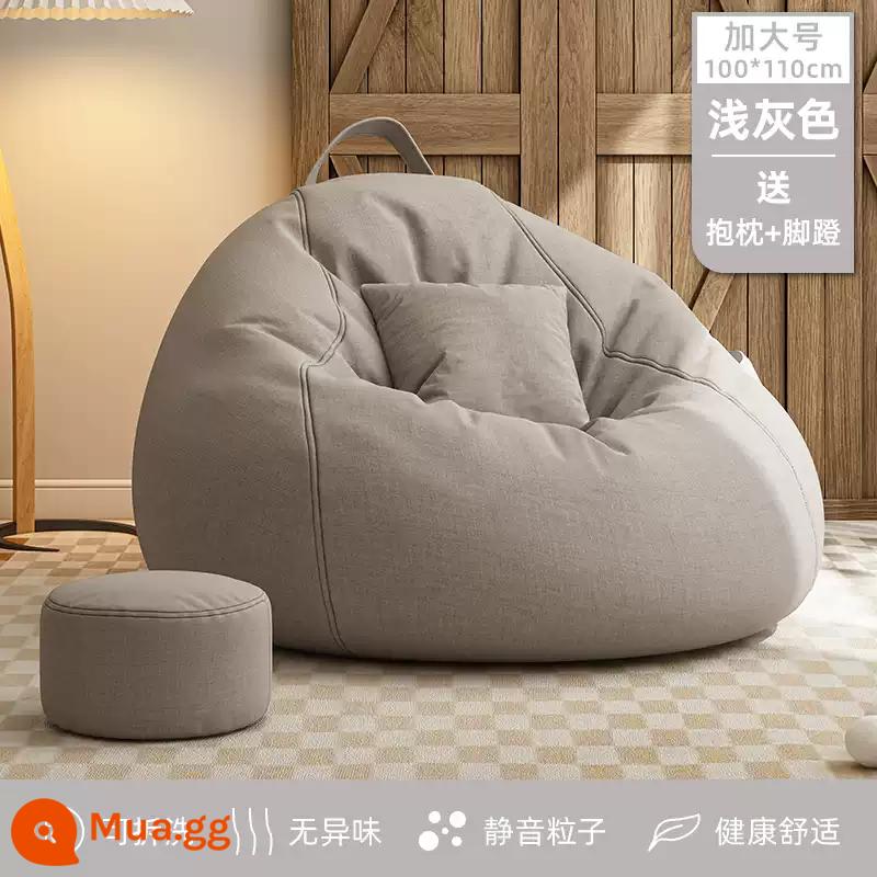 Sofa lười beanbag phòng ngủ chiếu tatami ban công vịnh cửa sổ ít vận động sofa thoải mái căn hộ nhỏ có thể ngủ và nằm đệm - [Kích thước lớn 100*110] Xám nhạt (có gối + bàn đạp chân + lớp lót độc lập)