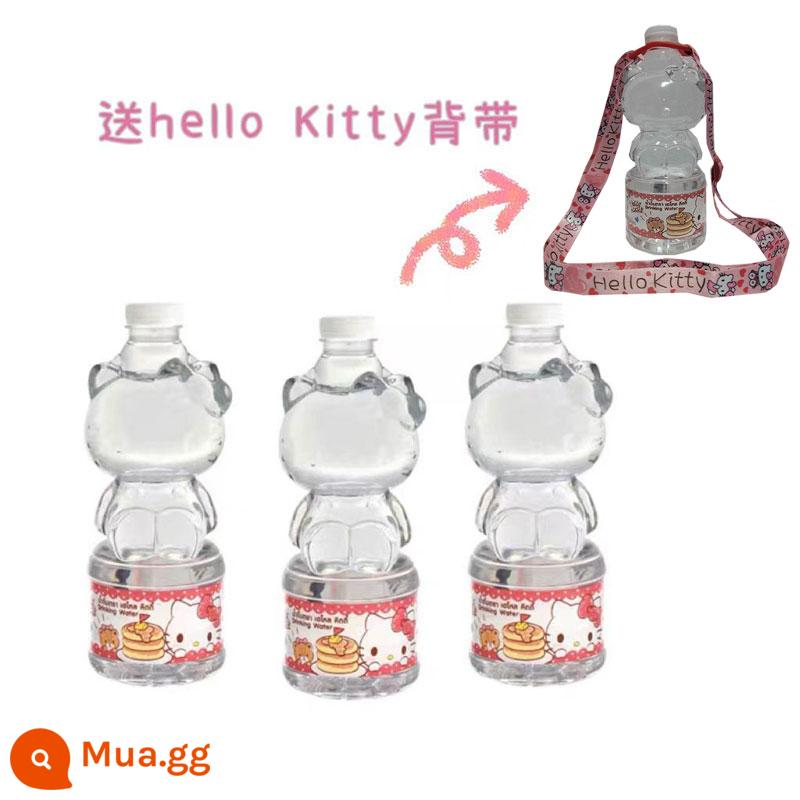 Spot Thái Lan Nước khoáng Sanrio Hellokitty Hello Kitty nước tinh khiết uống 711 chai dễ thương - 620ml*3 (bao gồm 1 dây đeo KT)