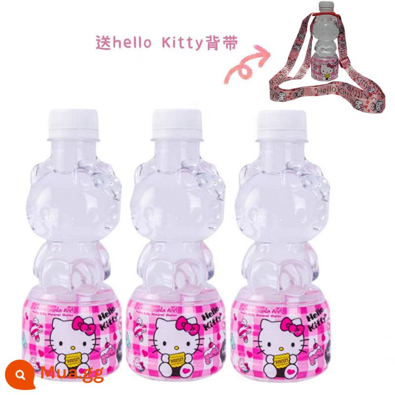 Spot Thái Lan Nước khoáng Sanrio Hellokitty Hello Kitty nước tinh khiết uống 711 chai dễ thương - 300ml*3 (bao gồm 1 dây đeo KT)