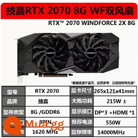 Gigabyte RTX 2080Ti/3070/2060/3090/1660S24G Turing card đồ họa chơi game AI deep learning - Gigabyte RTX 2070 8G bảo hành một năm