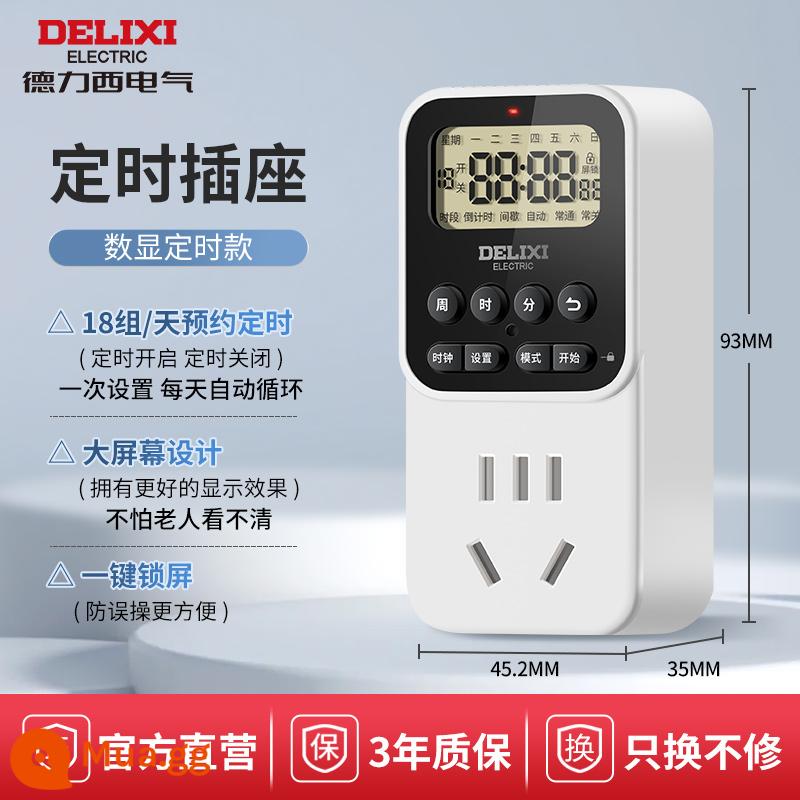 Delixi hẹn giờ tắt nguồn tự động ổ cắm chống sạc quá mức chuyển đổi thời gian sạc xe điện bảo vệ dây nối dài - 18 bộ ổ cắm hẹn giờ thông minh