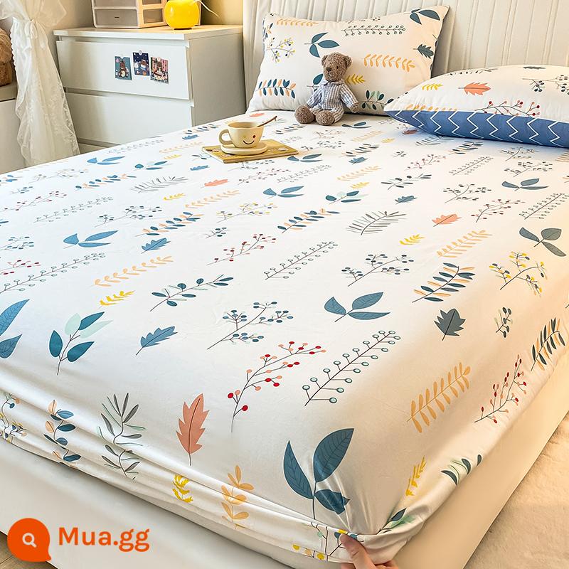 Phong cách mùa hè cotton nguyên chất bông được trang bị ga trải giường một mảnh ga trải giường bộ ba món nệm túi đựng đồ giường chống bụi ga trải giường 2022 mới - nhiều nắng