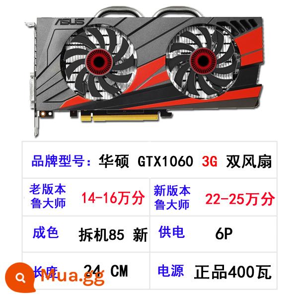 ASUS RTX3060Ti 8G Raptor 2060 3070 80 card đồ họa trò chơi máy tính cũ 1660Super - Quạt kép ASUS GTX1060 3G