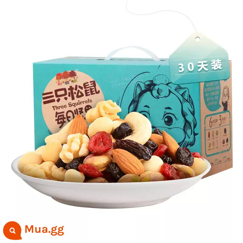 [Ba con sóc_Quả hạch hàng ngày 750g/30 gói] Hộp quà tặng trái cây sấy khô hỗn hợp tốt cho sức khỏe dành cho bà bầu - [Dinh dưỡng tổng hợp-750g/30 túi] 6 loại hạt + 3 loại trái cây sấy khô