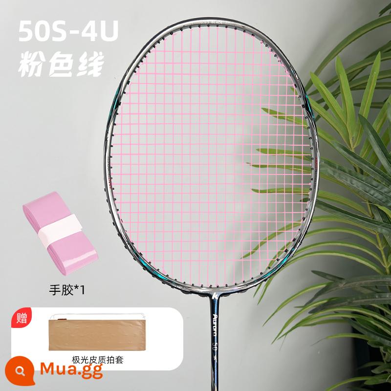 Vợt cầu lông Kawasaki Aurora 50S full carbon 4u 5u siêu nhẹ bé trai và bé gái tấn công tốc độ thi đấu chuyên nghiệp một phát - Aurora 50S-Green Mirror [Cáp hồng 4U] Tặng 1 keo dán tay + 1 túi chụp bằng da Aurora