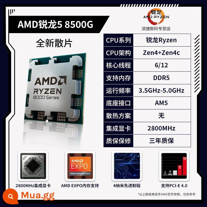 Chip xử lý đóng hộp AMD Ryzen 5 7500F/7600X/7700X/7900X/7950X/7800X3D - Bộ xử lý AMD Ryzen 5 8500G [Bull Piece]