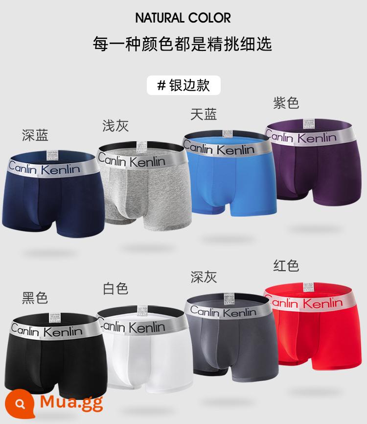 CK & LJRLTHO Quần Lót Nam Nam Cotton Nguyên Chất Boxer Thể Thao Thoáng Khí Quần Lót Boxer Hộp Quà Tặng Lễ Tình Nhân Quà Tặng - Mẫu viền bạc, màu tùy chọn, lời nhắn, 3 sản phẩm trong hộp quà