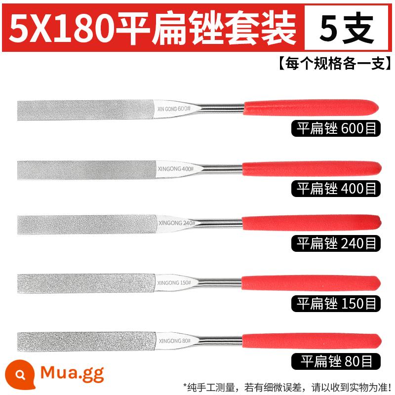 Dũa kim cương mịn 600 lưới các loại dũa 400 lưới mài kim loại hợp kim dũa nhỏ cát siêu mịn phẳng - Mẫu đặc biệt 5 * 180 lưới năm phẳng [80 lưới ~ 600 lưới]