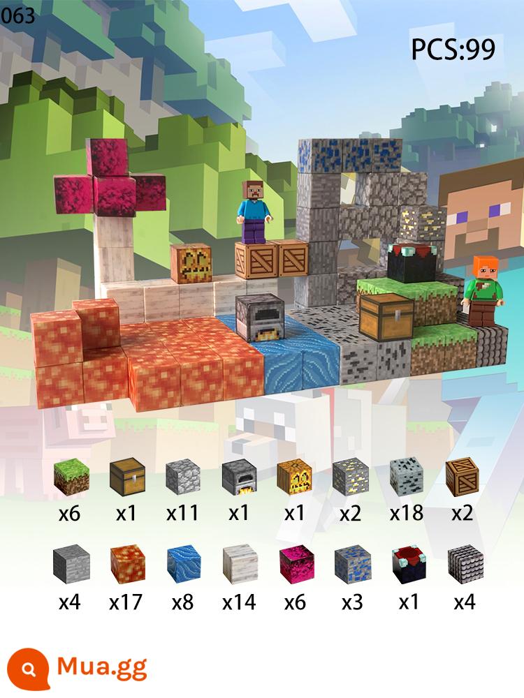 Khối từ tính Minecraft Bộ hoàn chỉnh của Nam châm ngoại vi MC Thế giới nhỏ Đồ chơi khối xây dựng từ tính nam châm - Bàn mê hoặc của tôi (nâng cấp lên 2,3cm) 99 mảnh sẽ cung cấp cho bạn 3 nhân vật nhỏ mc63