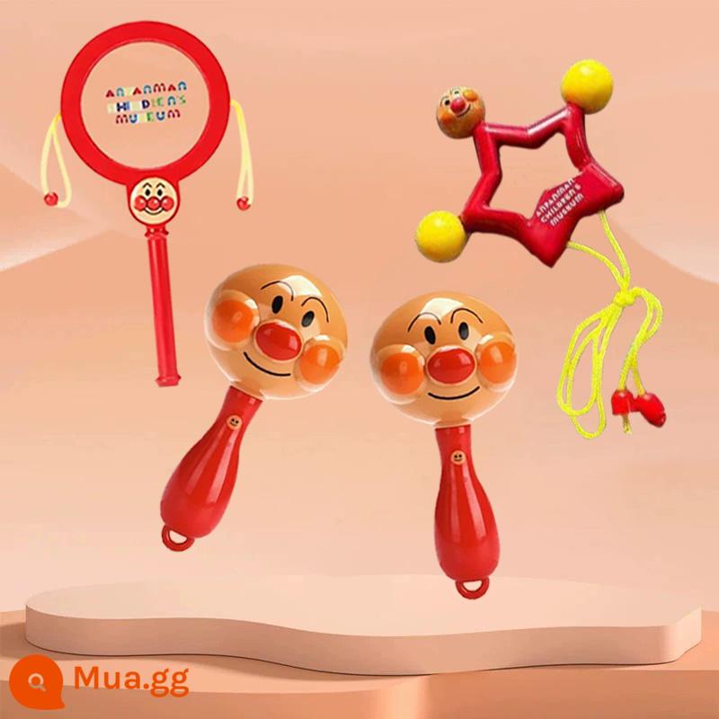 Đồ chơi cầm tay búa lục lạc cho bé sơ sinh Anpanman 0-6-12 tháng tuổi bé cầm nắm - 2 maracas + lục lạc + lục lạc năm sao