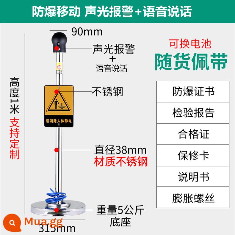 Bộ giải phóng tĩnh điện cơ thể con người an toàn nội tại giúp loại bỏ bóng chống cháy nổ công cụ cột giải phóng tĩnh điện thiết bị hướng dẫn cảm ứng - Điện thoại di động + báo động bằng giọng nói chống cháy nổ