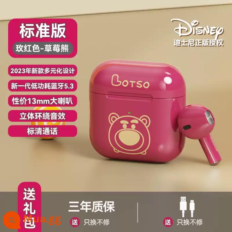 Tai nghe Bluetooth Disney mới 2024 không dây in-ear thể thao giảm tiếng ồn cao cấp phù hợp cho Huawei Apple Xiaomi - Strawberry Bear [Bluetooth 5.3 + Âm thanh nổi + Vỏ bảo vệ miễn phí]