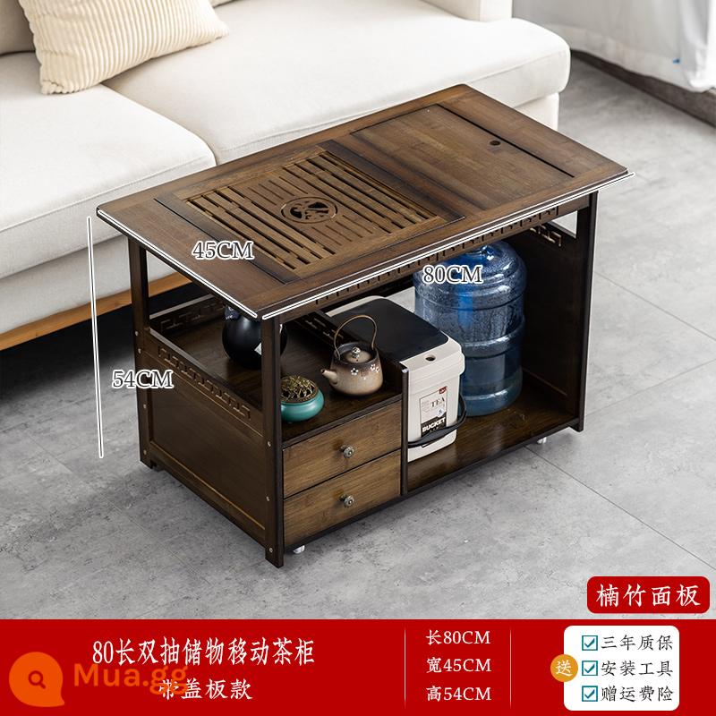 Nhà Di Động Bàn Trà Bàn Trà Phòng Khách Gỗ Xe Đẩy Trà Sofa Bên Bàn Bàn Cà Phê Bộ Trà Bàn Trà ấm Siêu Tốc Tích Hợp - [80 trà dài theo nghĩa đen] kiểu vẽ đôi + có nắp