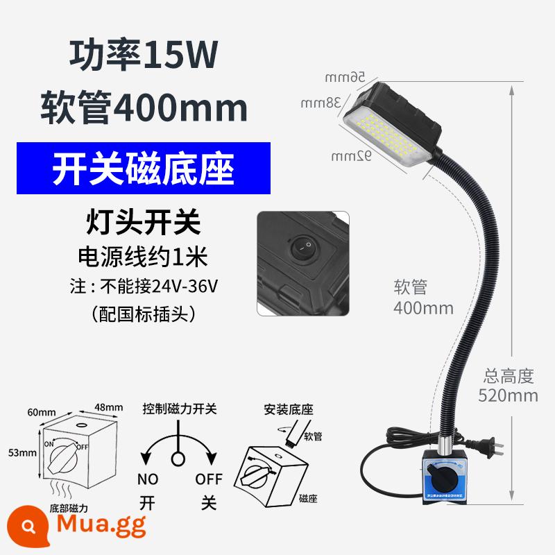 Máy công cụ đèn led làm việc nam châm chiếu sáng đế từ tính mạnh máy tiện đục lỗ máy tiện bảo trì thiết bị đèn công nghiệp 220v - Công tắc từ 15 watt dài 400 220v