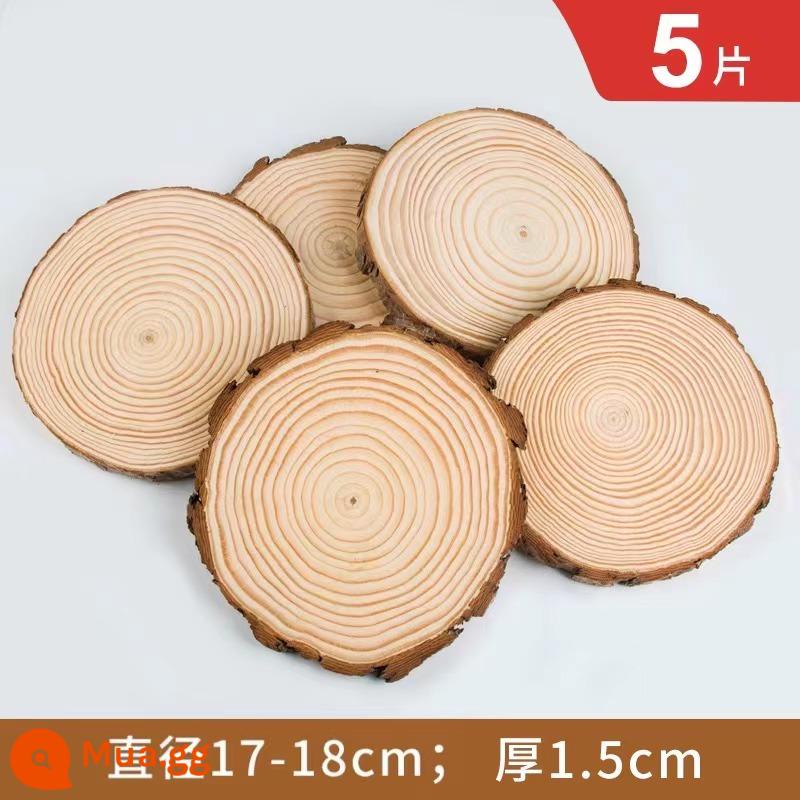 Gỗ tròn chip handmade tự làm chất liệu mẫu giáo vẽ tay chip gỗ tròn chip gỗ trang trí hàng năm nhẫn mảnh khối gỗ nhỏ - Đường kính 17-18cm, dày 1,5cm 5 miếng