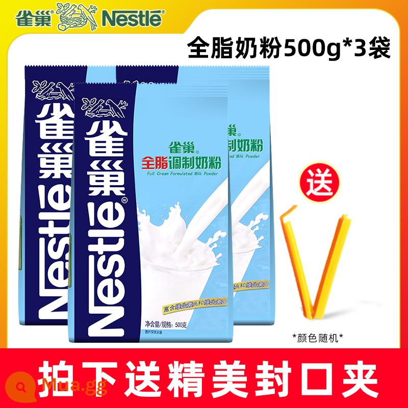 Sữa bột Nestle nido dành cho người lớn giàu canxi nhập khẩu từ Hà Lan đóng túi 900g pha uống cho thanh niên ăn sáng và tối - [Miễn phí kẹp niêm phong] Sữa bột nguyên chất Nestle 500g * 3 túi