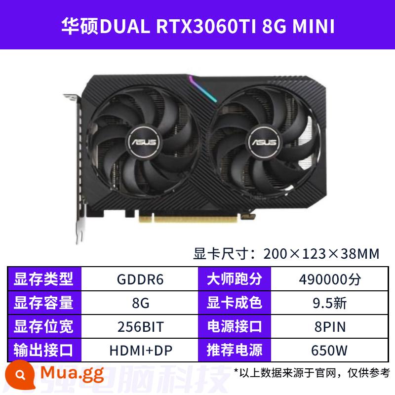 Card đồ họa cũ GALAXY MSI GTX1660super RTX2060S 2080 3060TI 3070 đầy màu sắc - ASUS RTX3060TI 8G Snow Leopard MINI xuất xưởng vào năm 2022