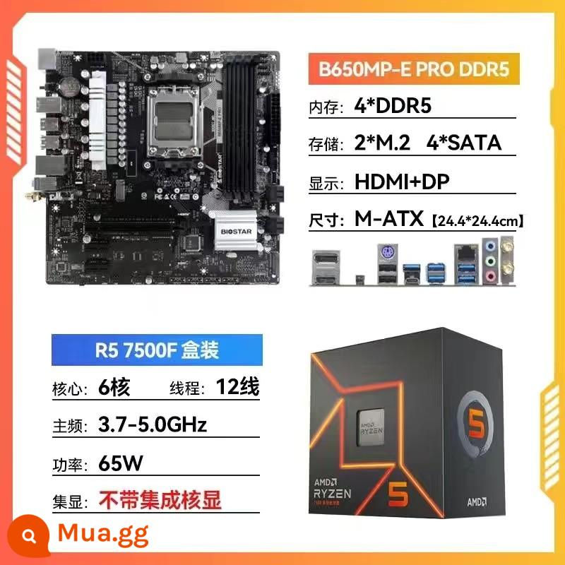 Biostar B650MT DDR5 với bo mạch AMD Ryzen R5 7500F/7600 và chip rời B650MP-E Pro - [SF Miễn Phí Vận Chuyển] Biostar B650MP-E PRO D5+R5 7500 nguyên hộp