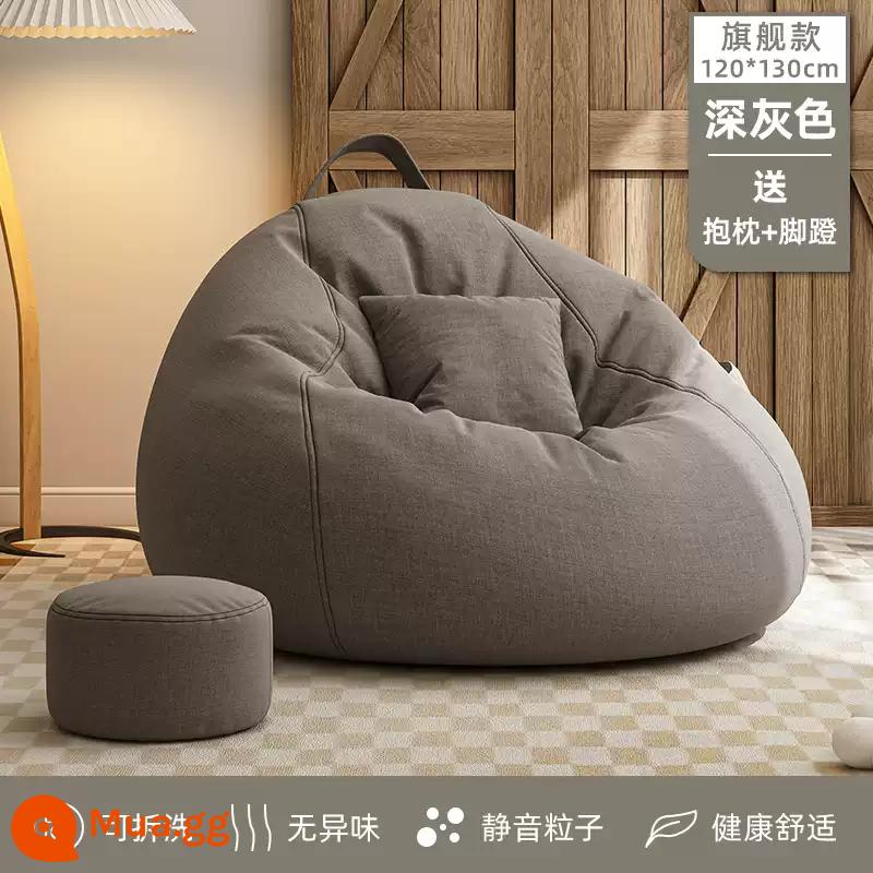 Sofa lười beanbag phòng ngủ chiếu tatami ban công vịnh cửa sổ ít vận động sofa thoải mái căn hộ nhỏ có thể ngủ và nằm đệm - [Flagship model 120*130] Xám đậm (có gối + bàn đạp chân + lớp lót độc lập)