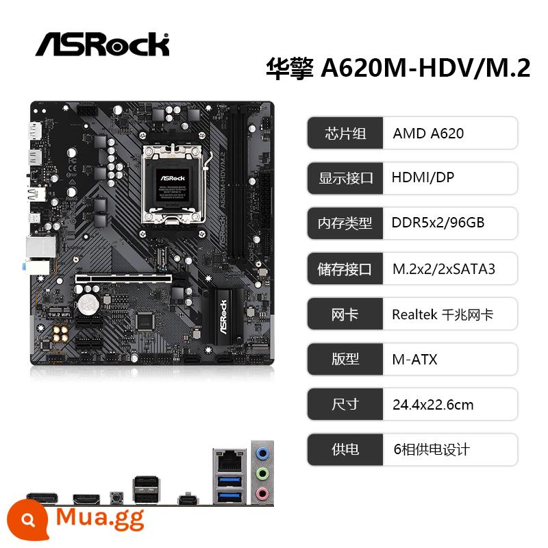 ASRock B650M PG Kuroshio Storm DDR5 máy tính để bàn Bo mạch chủ AMD AM5 7500F/7600CPU - ASRock A620M-HDV/M.2