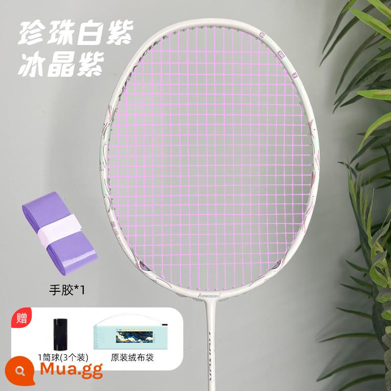 Vợt cầu lông Kawasaki Honor Galaxy sợi carbon 4U siêu nhẹ nam nữ thi đấu tập luyện chuyên nghiệp đánh một phát đích thực - Vợt Tím Trắng Galaxy-Pearl [Dòng Tím Pha Lê Băng] Tặng 3 quả bóng + 1 keo dán tay + 1 túi đựng vợt