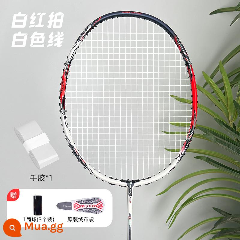 Xunfeng Vợt Cầu Lông Shura Nam Nữ Full Sợi Carbon Siêu Nhẹ Và Bền Thi Đấu Chuyên Nghiệp Cao Cấp Đơn KUMPOO - Vợt đỏ Shura-White [White Line] Tặng kèm 3 quả bóng + 1 keo cầm tay + hộp đựng vợt chính hãng