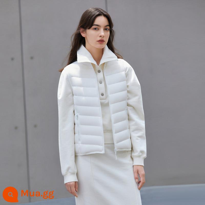 Bosideng 2022 áo vest mỏng và nhẹ mới cho nữ màu trơn giảm béo cổ đứng với áo khoác - thô trắng 8003-nữ