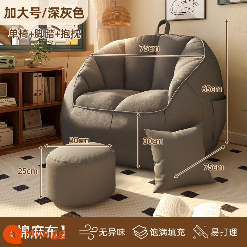 Ghế sofa nhỏ lười biếng có thể nằm và ngủ trên túi đậu phòng ngủ ghế sofa đơn căn hộ nhỏ ban công trải chiếu tatami ghế tựa lưng thư giãn - Kích thước cực lớn - màu xám đậm* đi kèm với gối + chỗ để chân/phiên bản cotton và vải lanh [lấp đầy, không xẹp xuống sau khi ngồi lâu]