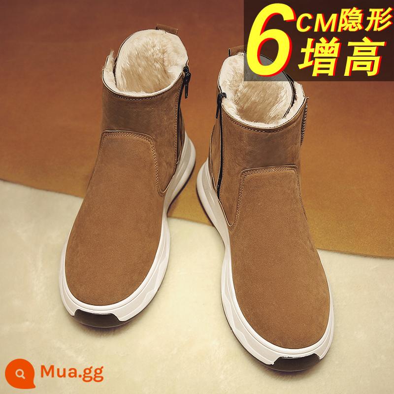 Giày bốt đi tuyết cho nam mùa đông - Giày bốt cotton đế bánh mì lạnh 40 độ chống thấm nước cộng với nhung và dày dặn giữ ấm Giày cotton cỡ lớn Đông Bắc - Kaki [tăng phong cách]