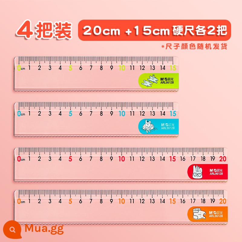 Thước Chenguang với các đường lượn sóng thước 15 cm 20 cm thước kẻ lưới dành cho trẻ em đồ dùng học tập bằng nhựa lớp một lớp hai lớp ba thước trên khối lượng học sinh tiểu học trong suốt văn phòng phẩm đặc biệt cho học sinh - [Khuyến nghị của Quản lý cửa hàng] 4 thước cứng bán chạy nhất (2 15cm + 2 20cm) với đường lượn sóng...