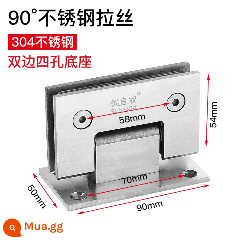 Dày 304 thép không gỉ 90 -Degree Clip phòng tắm bản lề cửa kính clip cửa kính clip bản lề 180 độ gấp - 304 chải 90 độ