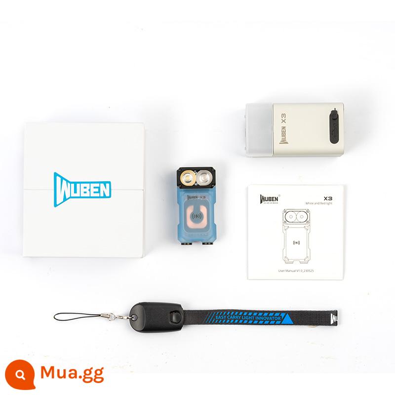 Wuben X3 sạc không dây ánh sáng đỏ và trắng đèn pin mini đa chức năng ánh sáng mạnh ngoài trời di động từ tính mới góc ánh sáng - Cấu hình cao (phí kho) màu xanh