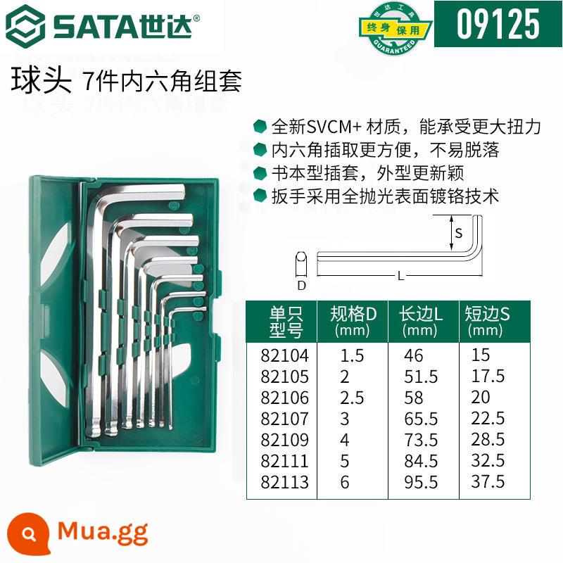 Bộ cờ lê lục giác bên trong ngôi sao cực dài Đầu bi lục giác mở rộng Tua vít lục giác Dụng cụ lục giác Chìa khóa lục giác Lục giác bên trong - 09125/đầu bi (chiều dài tiêu chuẩn) 7 cái