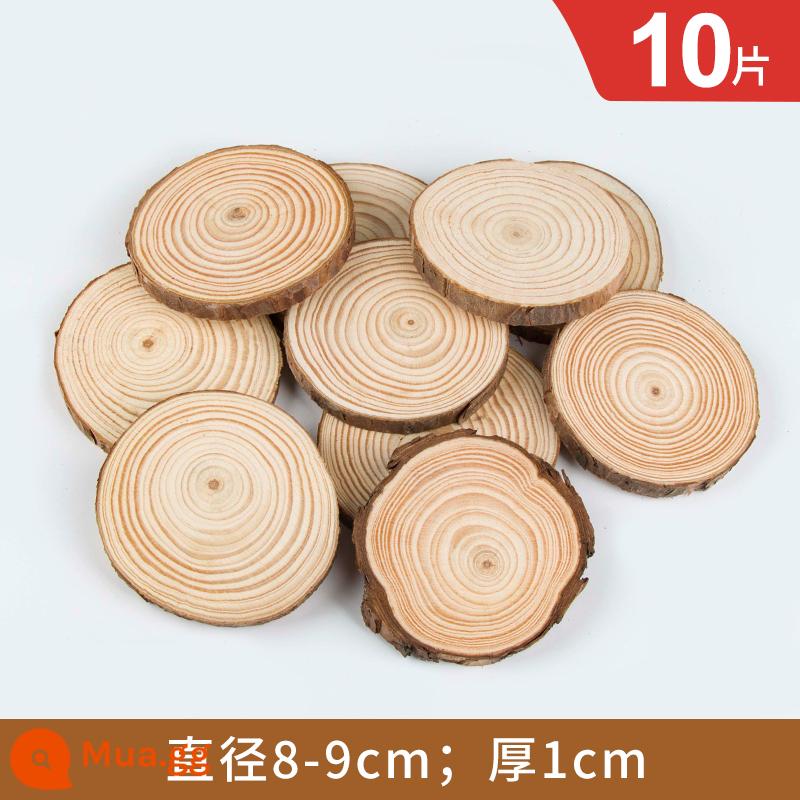 Gỗ tròn chip handmade tự làm chất liệu mẫu giáo vẽ tay chip gỗ tròn chip gỗ trang trí hàng năm nhẫn mảnh khối gỗ nhỏ - Đường kính 8-9cm, dày 1cm, 10 miếng