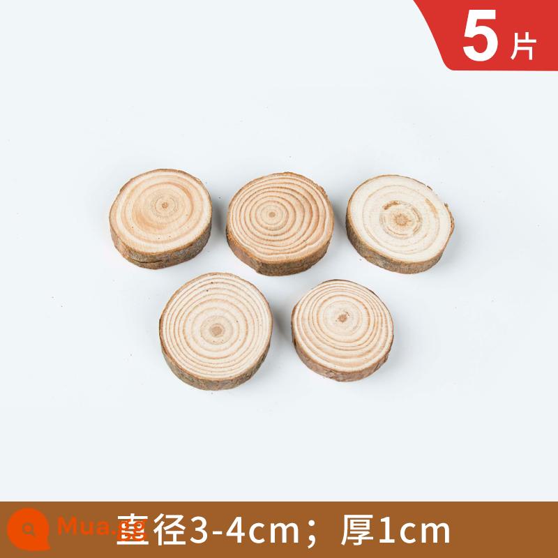 Gỗ tròn chip handmade tự làm chất liệu mẫu giáo vẽ tay chip gỗ tròn chip gỗ trang trí hàng năm nhẫn mảnh khối gỗ nhỏ - Đường kính 3-4cm, dày 1cm 5 miếng