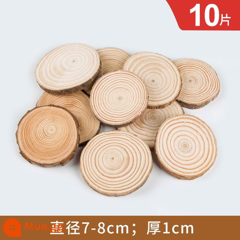 Gỗ tròn chip handmade tự làm chất liệu mẫu giáo vẽ tay chip gỗ tròn chip gỗ trang trí hàng năm nhẫn mảnh khối gỗ nhỏ - Đường kính 7-8cm, dày 1cm, 10 miếng